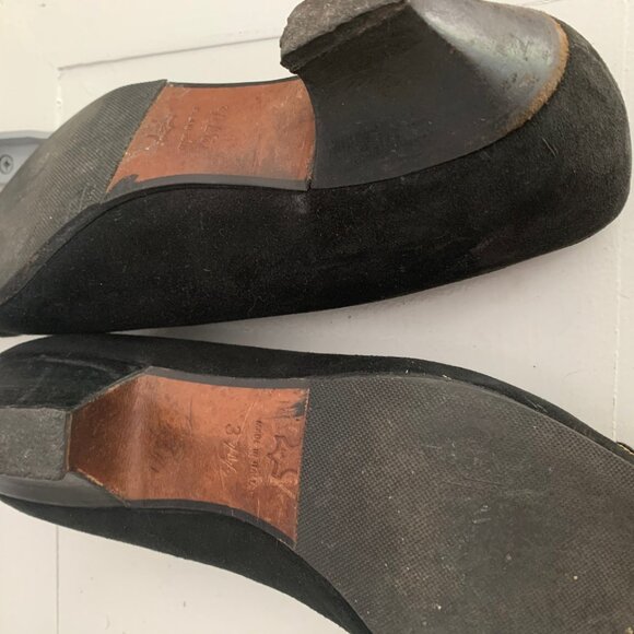 Vintage Black Suede Woven Detail Heels Size 7 - Picture 9 of 9